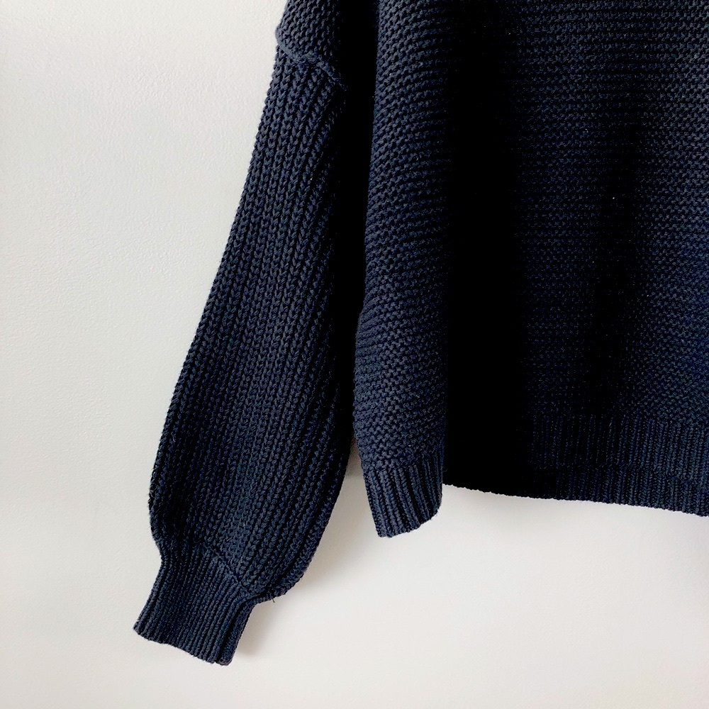 Free People sweater Women's Dream Cable Crew pullover sweater black cable knit - Picture 8 of 12